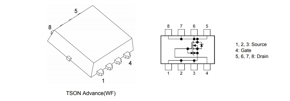 Plan mécanique - Toshiba MOSFET U-MOSVIII-H automobiles XPN12006NC